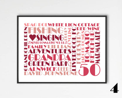 Personalised Custom Word Collage Made To Order