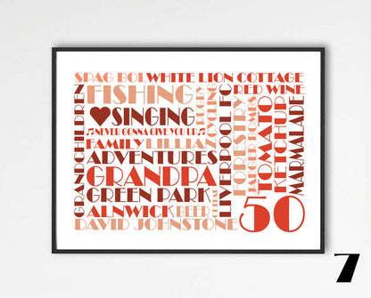 Personalised Custom Word Collage Made To Order