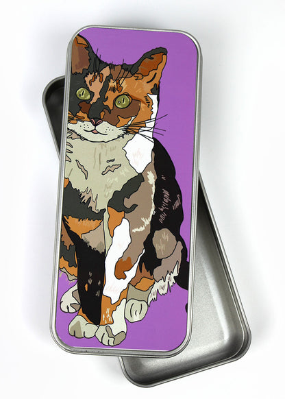 Cat Pencil Case Metal Tin