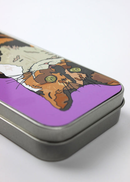 Cat Pencil Case Metal Tin