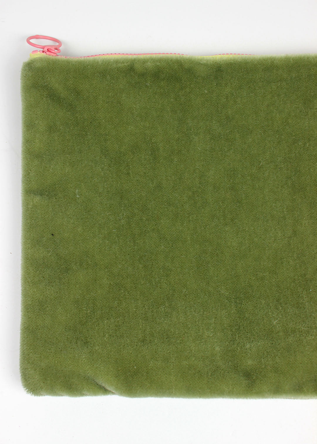 Limited Edition Green And Pink Velvet Zip Pouch