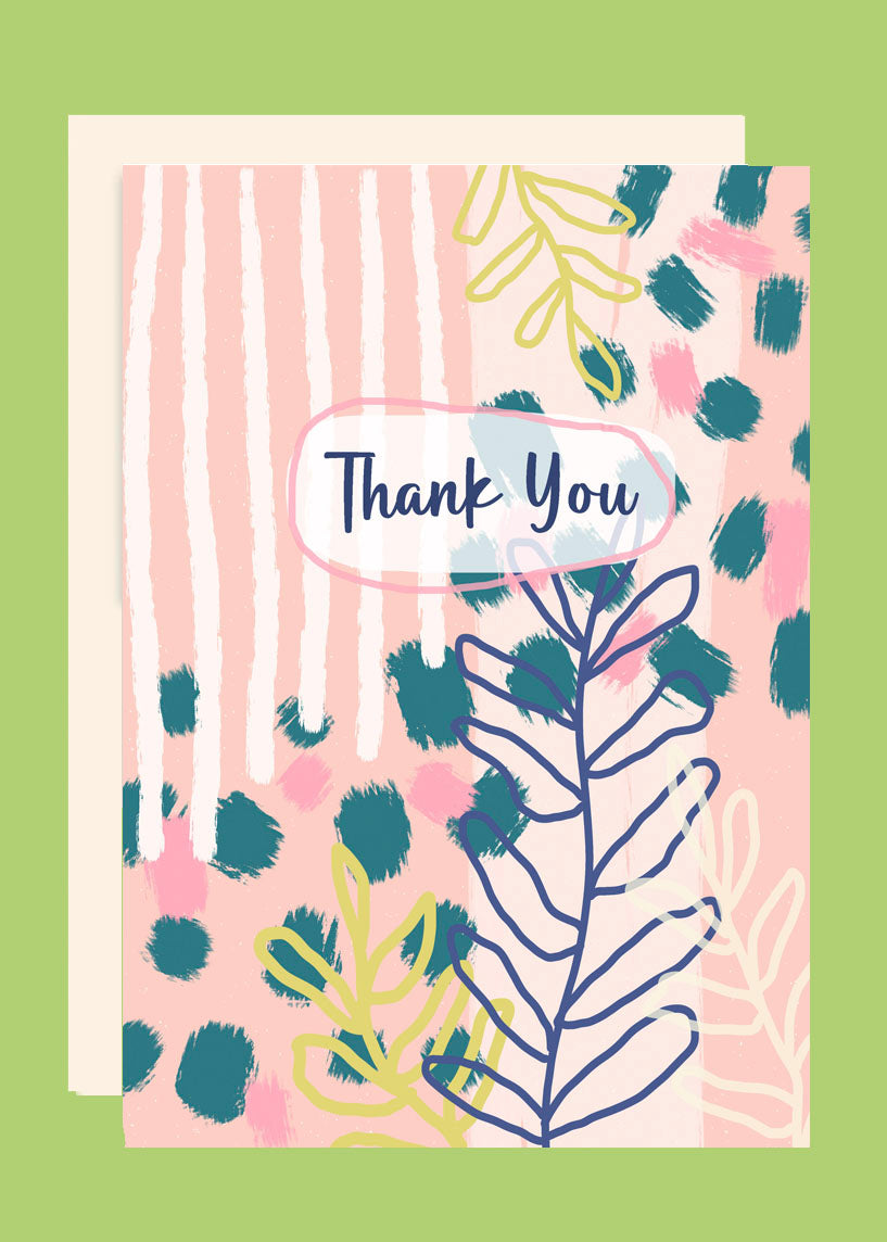 Thank You Abstract Floral A5 Card