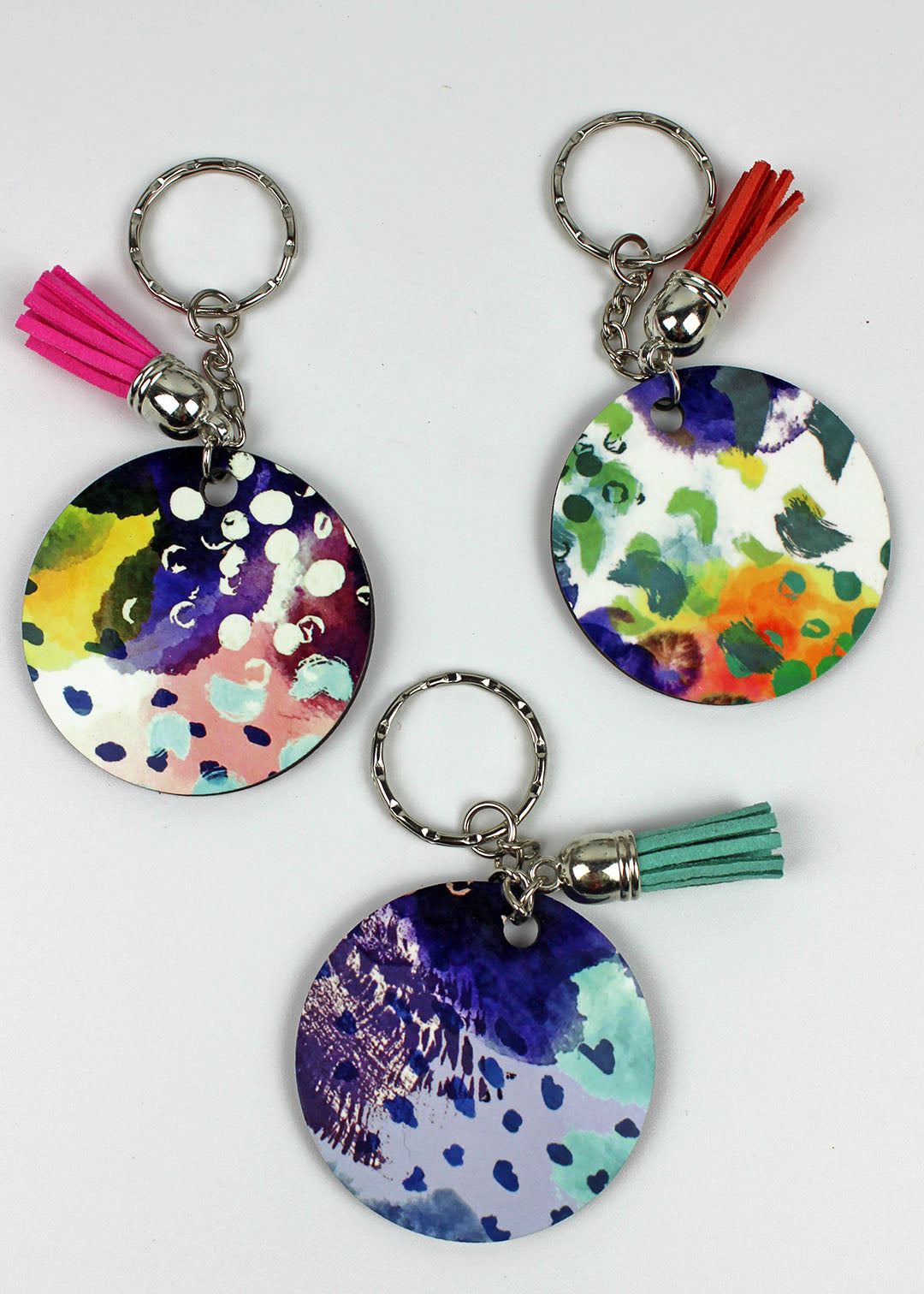 Colourful Wooden Keyring with Tassel