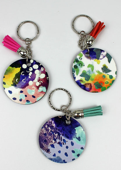 Colourful Wooden Keyring with Tassel