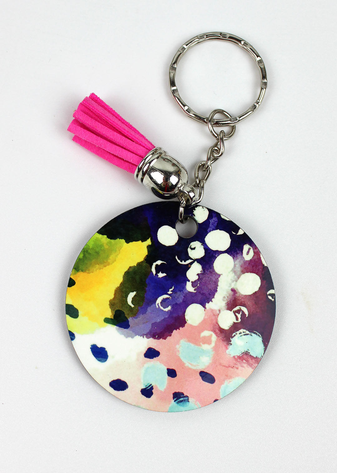 Colourful Wooden Keyring with Tassel