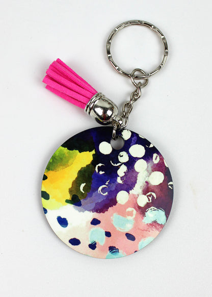 Colourful Wooden Keyring with Tassel