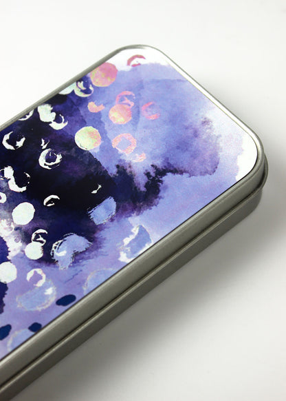 Purple Abstract Pattern Pencil Case Metal Tin