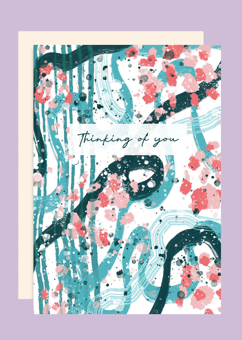 Thinking Of You Abstract Floral A5 Card