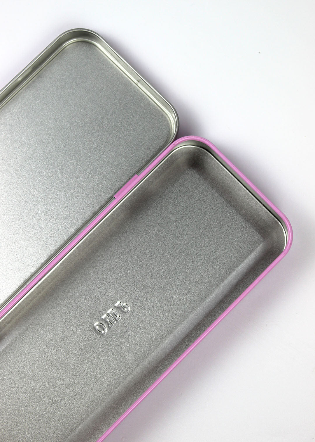 Pink Abstract Pattern Pencil Case Metal Tin
