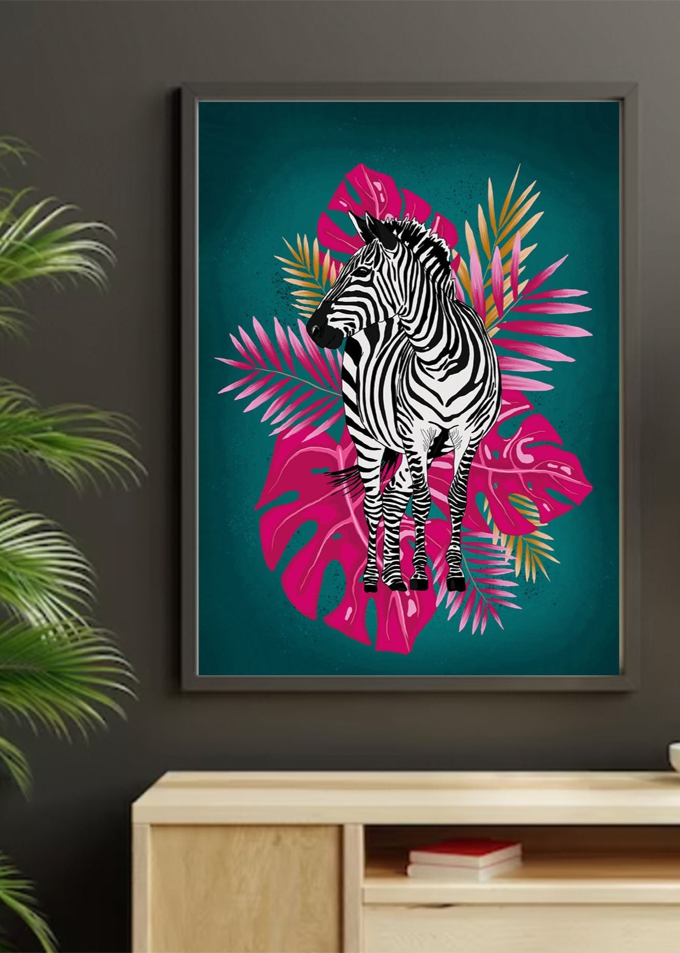 Tropical Zebra Botanical Print Green