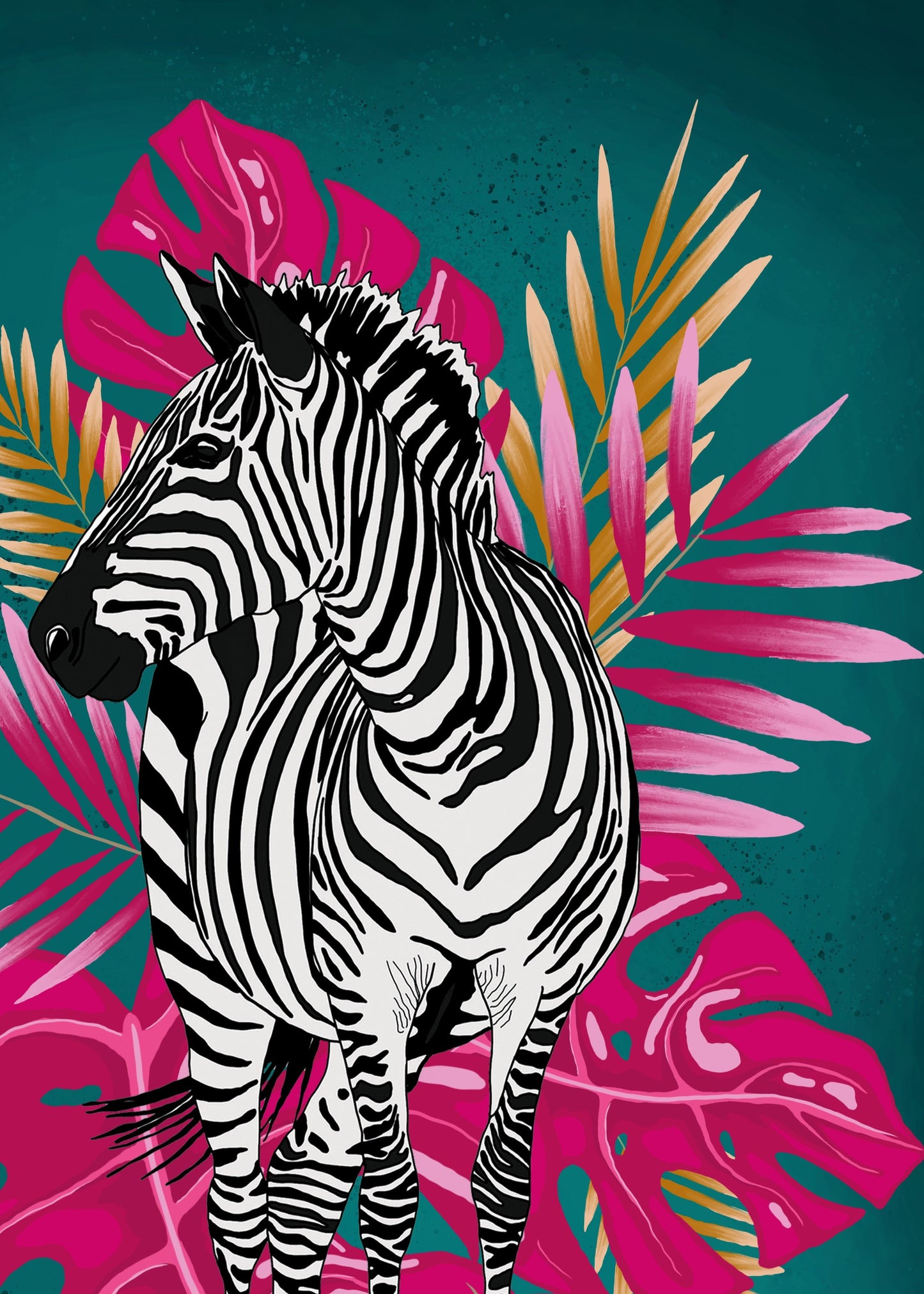 Tropical Zebra Botanical Print Green